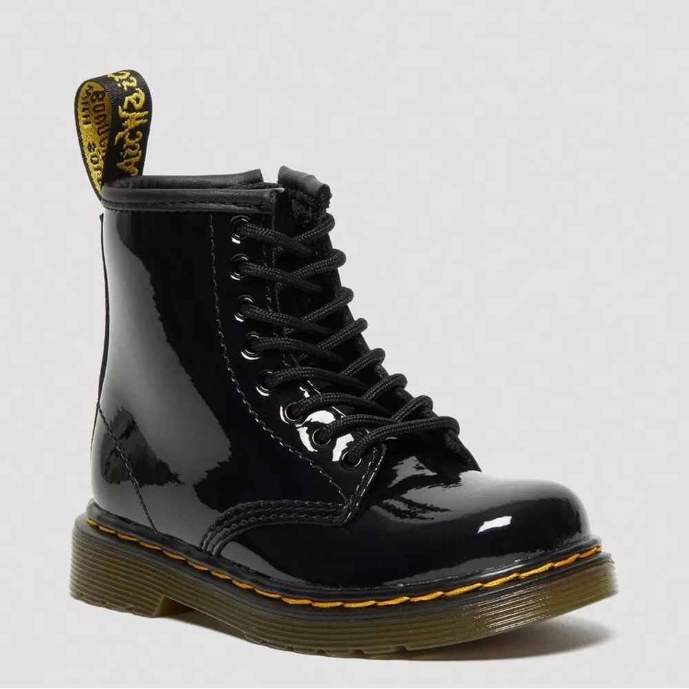 Dr. Martens Brooklee Black Patent Leather Boots Size 8